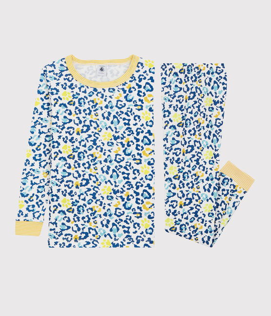 Pijama snugfit con estampado de pantera de niño/niña blanco MARSHMALLOW/blanco MULTICO