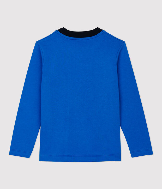 Camiseta de manga larga de algod&oacute;n de ni&ntilde;o azul