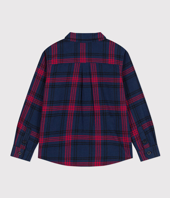Camisa a cuadros de franela de algodón para niño azul SMOKING/blanco MULTICO