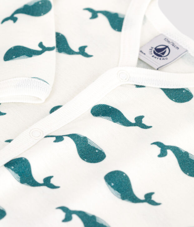 Pijama de beb&eacute; de algod&oacute;n sin patas de ballena verde/verde