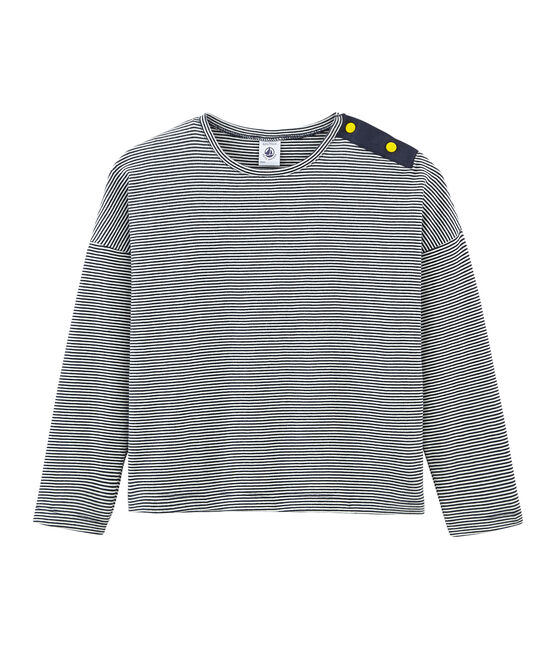 Camiseta manga larga infantil para niña azul SMOKING/blanco MARSHMALLOW