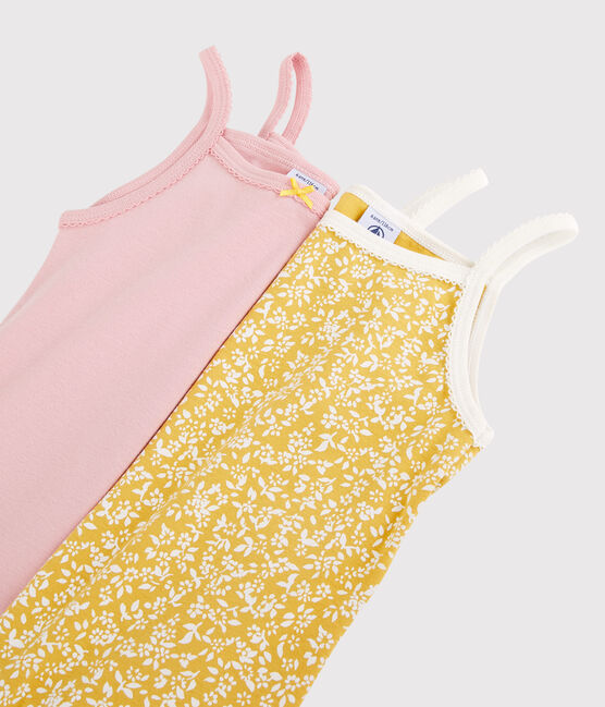 Juego de 2 camisetas de tirantes con estampado floral de niña de algodón orgánico variante 1