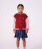 Chaqueta teddy infantil lisa colorblock de algod&oacute;n rojo