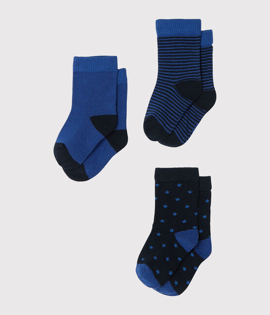 Lote de 3 pares de calcetines para bebé niño azul SMOKING/azul LIMOGES