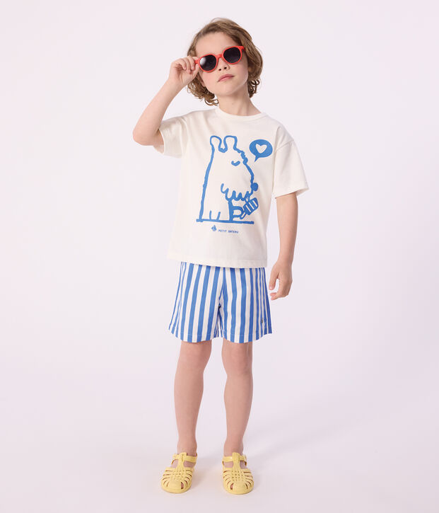 Ba&ntilde;ador infantil a rayas azul/blanco