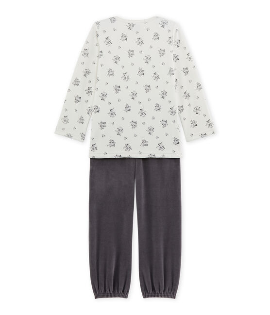 Pijama de terciopelo para niña gris MAKI/blanco LAIT/ MULTICO