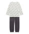 Pijama de terciopelo para niña gris MAKI/blanco LAIT/ MULTICO