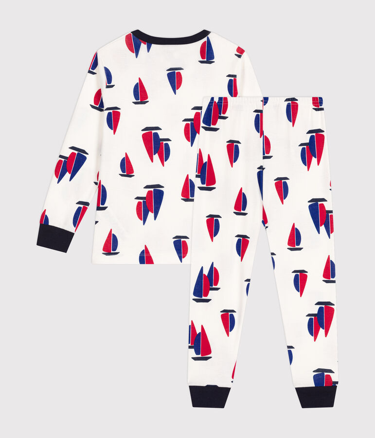 Pijama infantil de algod&oacute;n con motivo de barcos blanco/multicolor