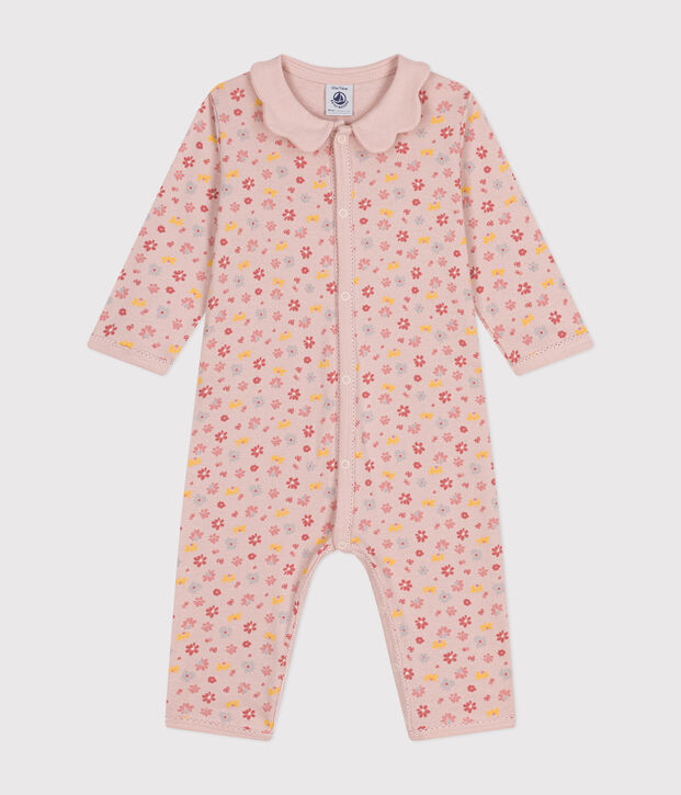 Pijama sin pies de algod&oacute;n estampado de flores para beb&eacute; rosa/multicolor