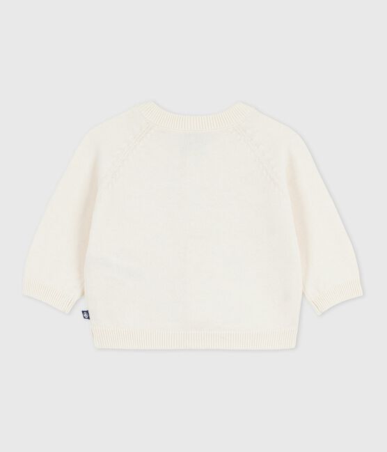 Cárdigan de punto tricotado de lana y algodón con bordado de estrellas para bebé blanco MARSHMALLOW/gris ARGENT