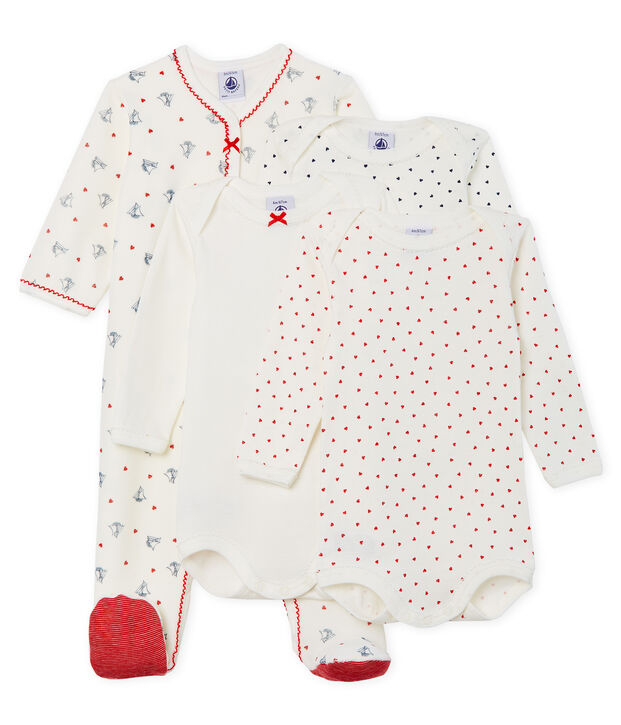 Conjunto para beb&eacute; ni&ntilde;a con pijama de terciopelo y bodis de manga larga de punto multicolor