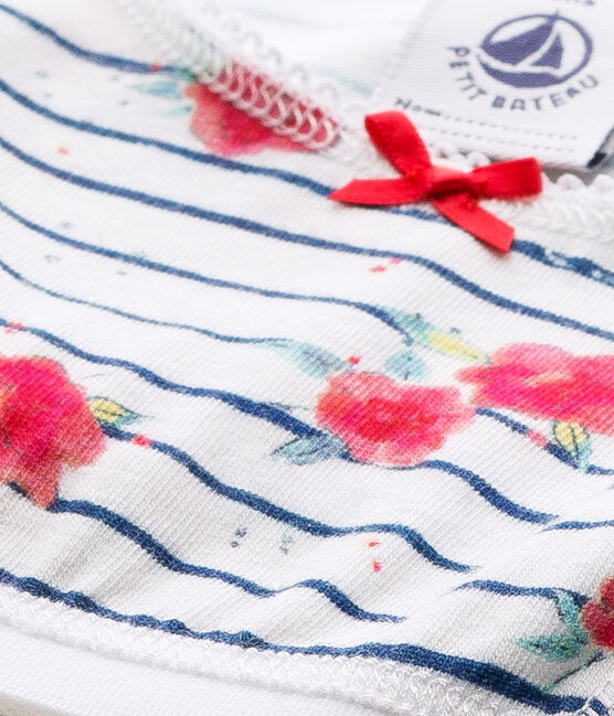 Top estampado en jersey elástico para niña blanco ECUME/azul MAJOR/ MULTICO