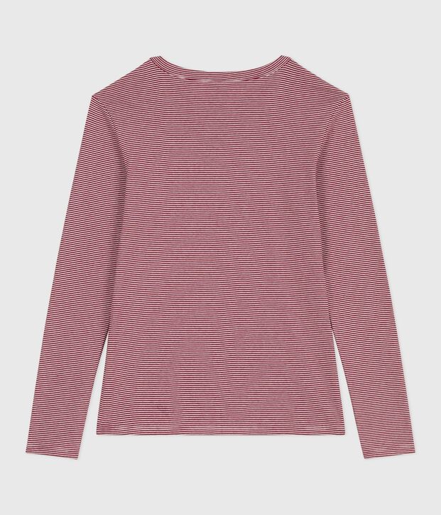 Camiseta Ic&oacute;nica de manga larga de algod&oacute;n para mujer rojo/blanco