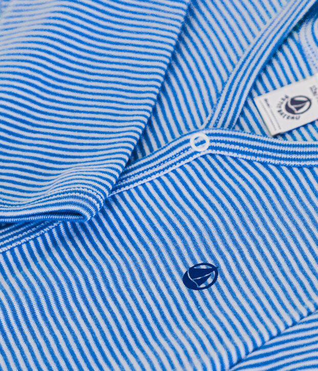 Pijama de algod&oacute;n a rayas para beb&eacute; azul/blanco