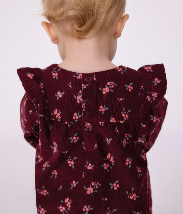 Blusa de terciopelo de manga larga con estampado de flores para beb&eacute; rojo/multicolor