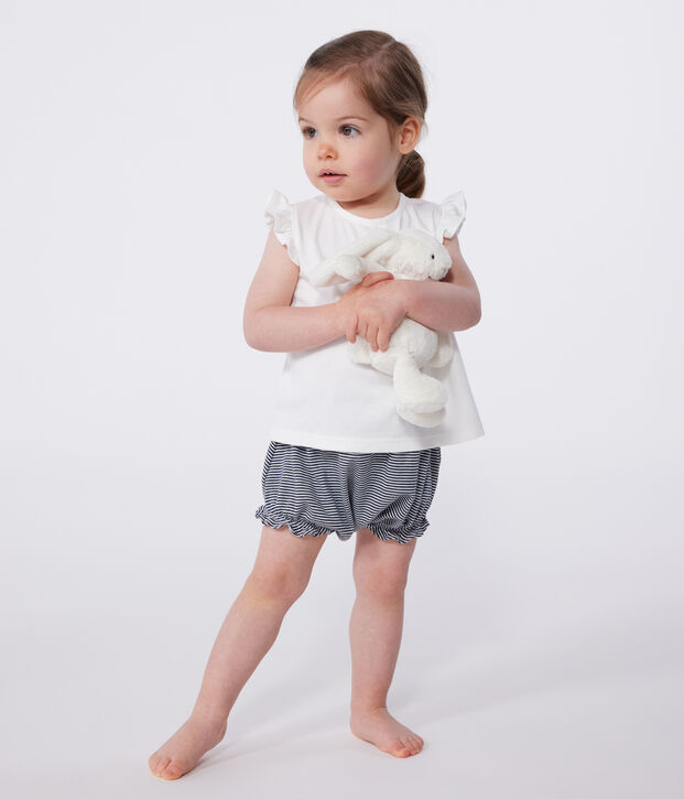 Blusa sin mangas de algod&oacute;n para beb&eacute; blanco