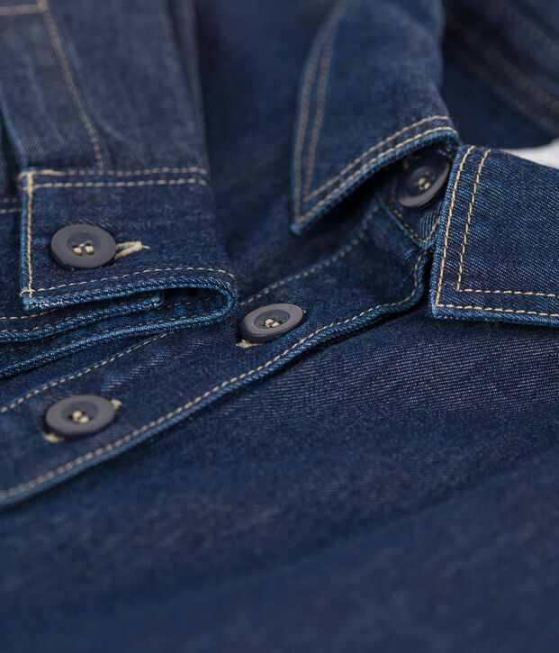 Vestido de manga larga de tejido vaquero de ni&ntilde;a azul