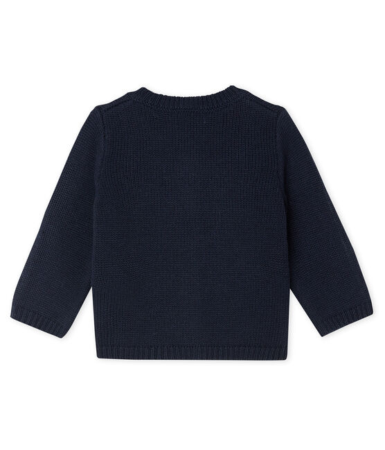 Cárdigan para bebé niño de lana y algodón azul SMOKING/blanco MULTICO