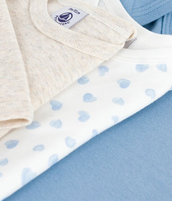 Juego de bodis de algodón de manga larga con estampado de corazones para bebé variante 1