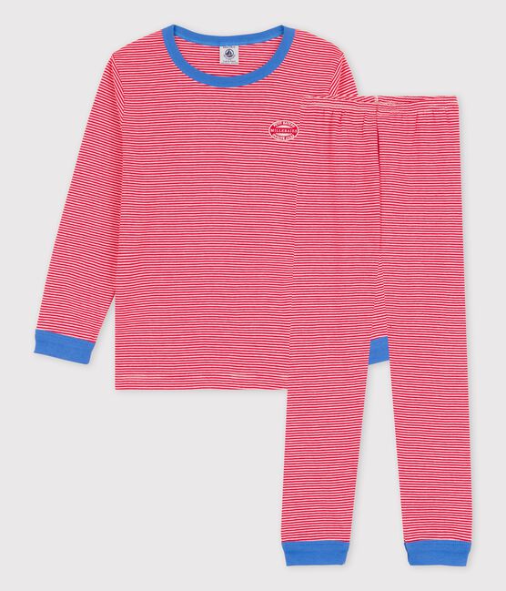 Pijama milrayas de algodón orgánico infantil unisex rojo PEPS/blanco MARSHMALLOW