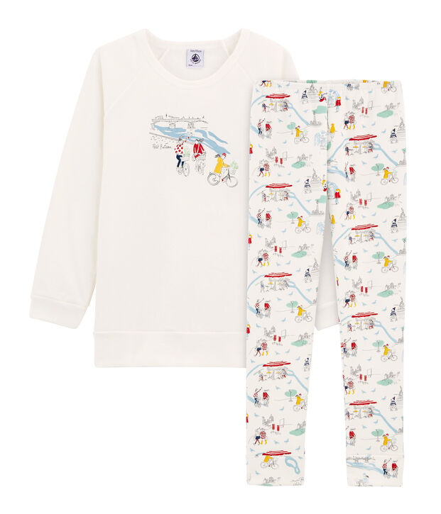 Pijama para ni&ntilde;a blanco/multicolor