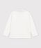Polo infantil liso de manga larga de algod&oacute;n blanco