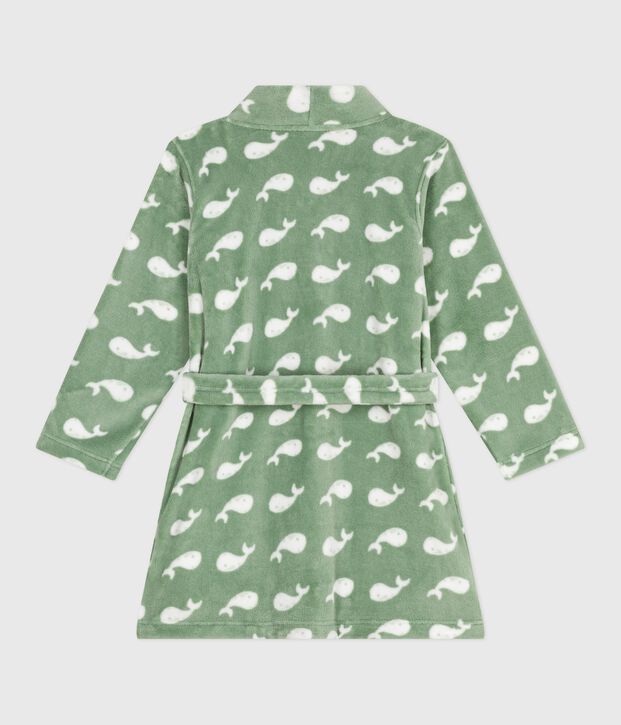 Bata polar infantil estampada verde/blanco