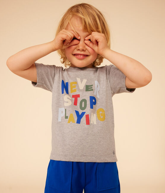 Camiseta estampada de jersey ligero para niño gris CHATON CHINE