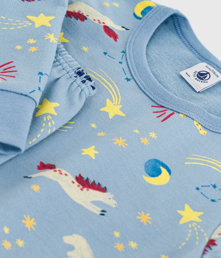 Pijama infantil de felpa con estampado azul/multicolor