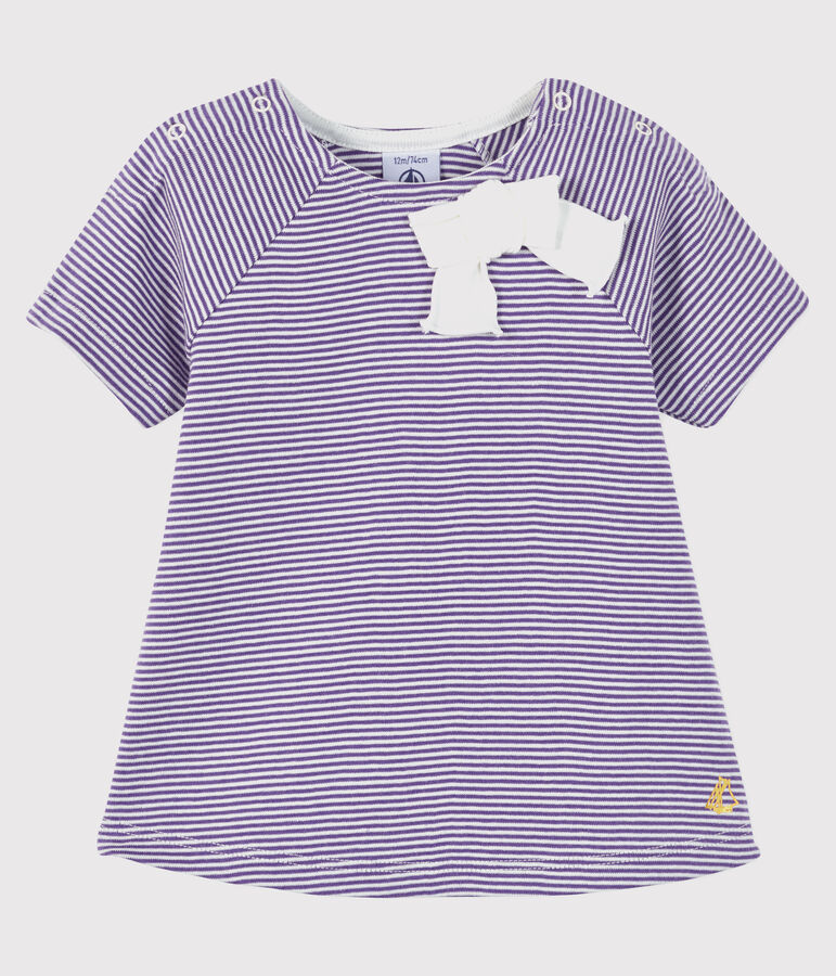Blusa de manga corta para beb&eacute; ni&ntilde;a violeta/blanco