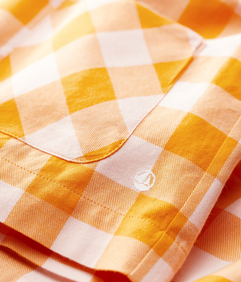 Vestido de franela de beb&eacute;. amarillo/rosa