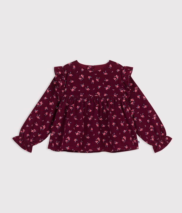 Blusa infantil de algod&oacute;n de manga larga con estampado rojo/multicolor