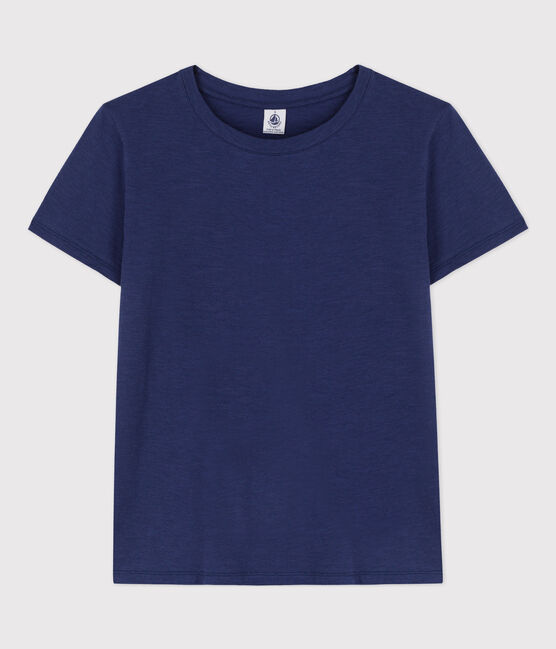 Camiseta LA RECTA de algodón con cuello redondo para mujer azul CHALOUPE