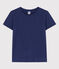 Camiseta LA RECTA de algodón con cuello redondo para mujer azul CHALOUPE