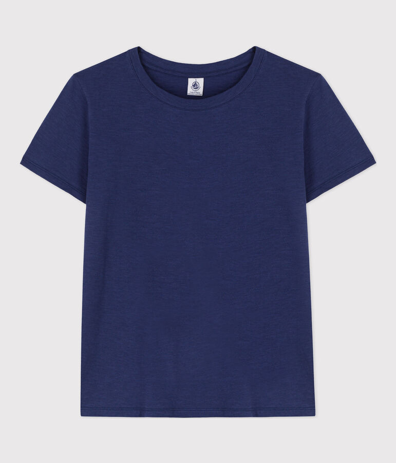 Camiseta LA RECTA de algod&oacute;n con cuello redondo para mujer azul