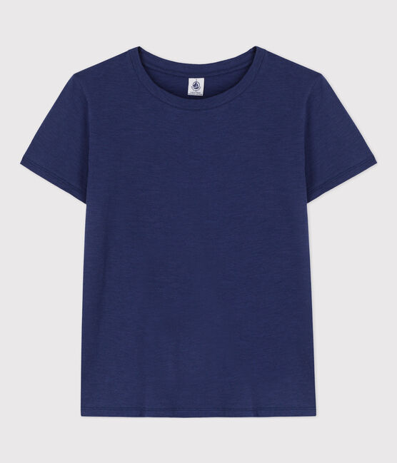 Camiseta LA RECTA de algodón con cuello redondo para mujer azul CHALOUPE