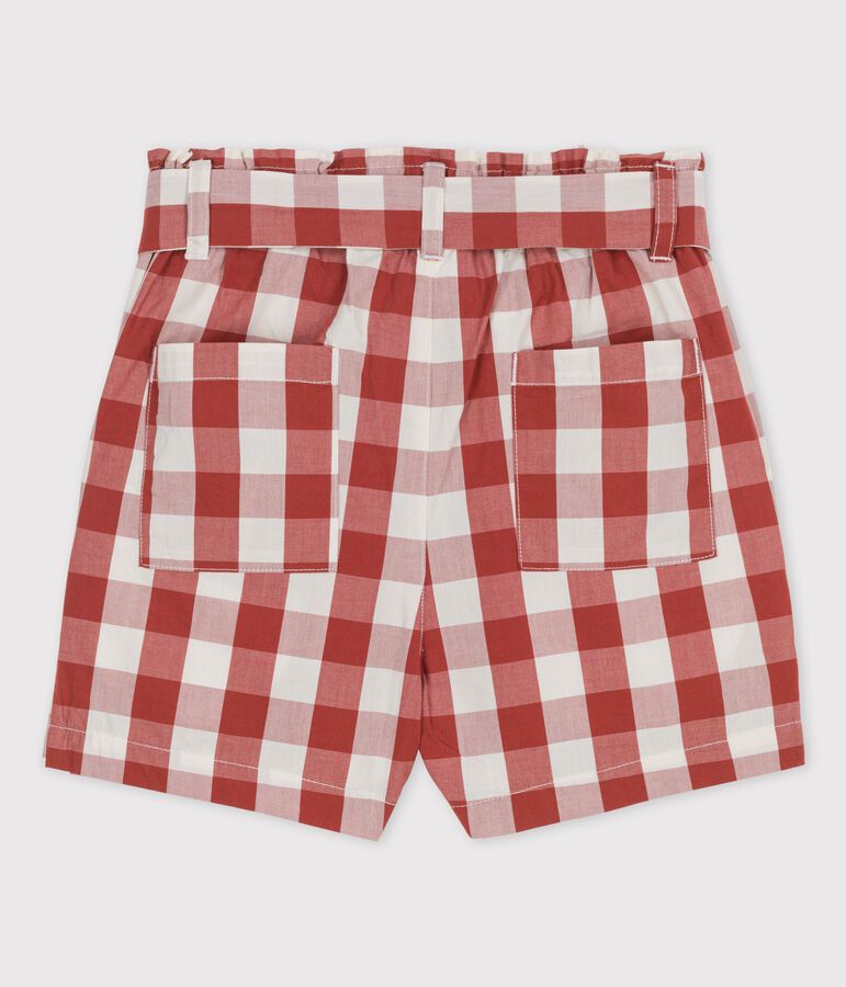 Shorts vichy de popelina para ni&ntilde;a marron/crudo