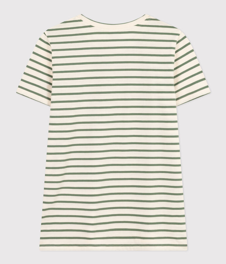 Camiseta LA RECTA de algod&oacute;n con cuello redondo para mujer crudo/verde