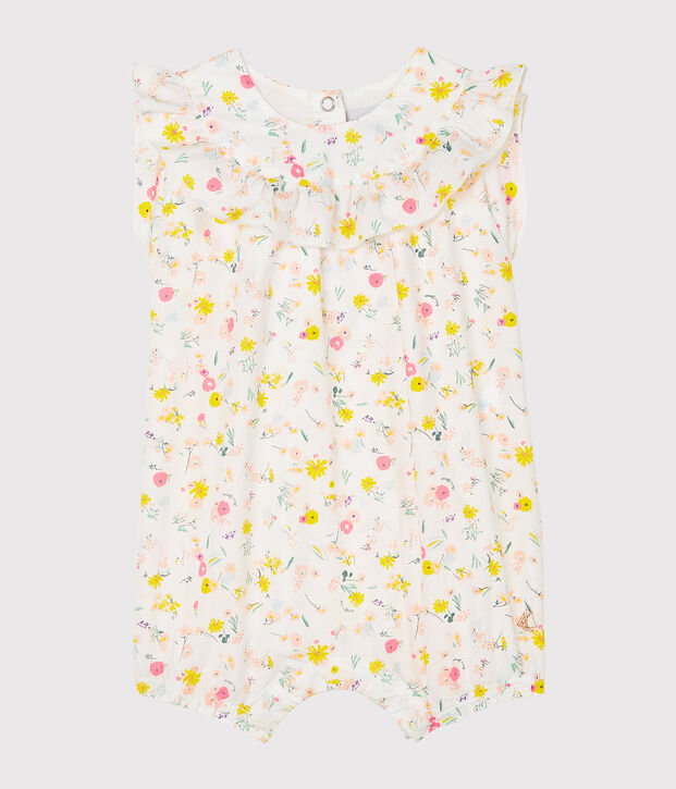 Mono corto estampado para beb&eacute; ni&ntilde;a blanco/multicolor