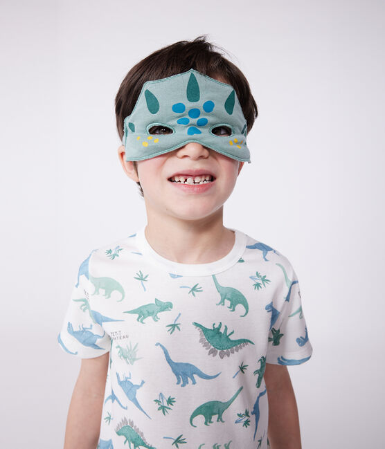 Pijama corto tipo disfraz infantil de algodón con estampado de dinosaurios blanco MARSHMALLOW/blanco MULTICO