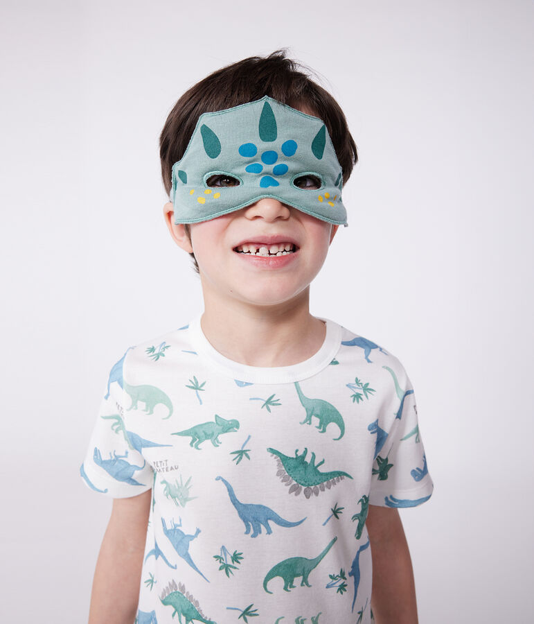 Pijama corto tipo disfraz infantil de algod&oacute;n con estampado de dinosaurios blanco/multicolor