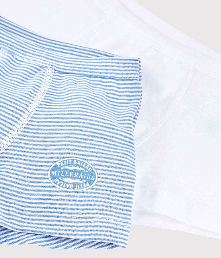 Lote de 2 b&oacute;xers de mil rayas azules de algod&oacute;n ecol&oacute;gico de ni&ntilde;o multicolor