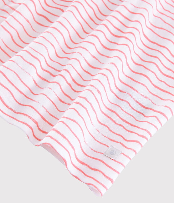 Pijama snugfit con estampado de olas rosas de algodón de niña blanco MARSHMALLOW/rosa GRETEL