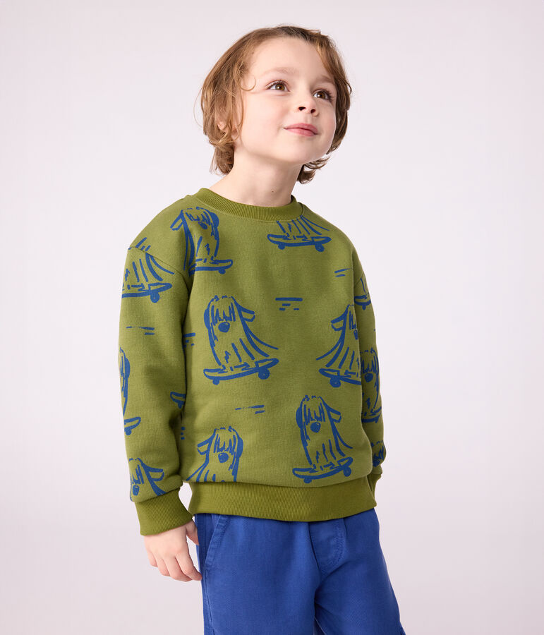Sudadera infantil de algod&oacute;n con estampado verde/azul