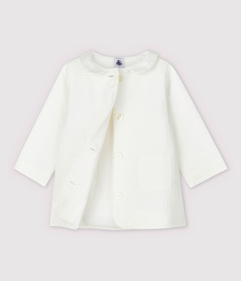 Chaqueta de vestir de urdimbre y trama de beb&eacute; ni&ntilde;a blanco MARSHMALLOW