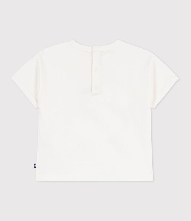 Camiseta de algod&oacute;n de manga corta con estampado para beb&eacute; blanco