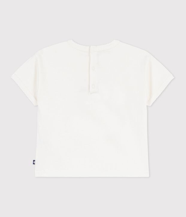 Camiseta de algod&oacute;n de manga corta con estampado para beb&eacute; blanco