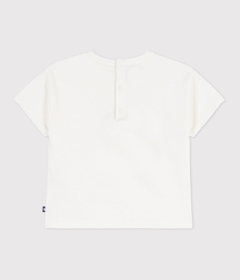 Camiseta de algod&oacute;n de manga corta con estampado para beb&eacute; blanco MARSHMALLOW