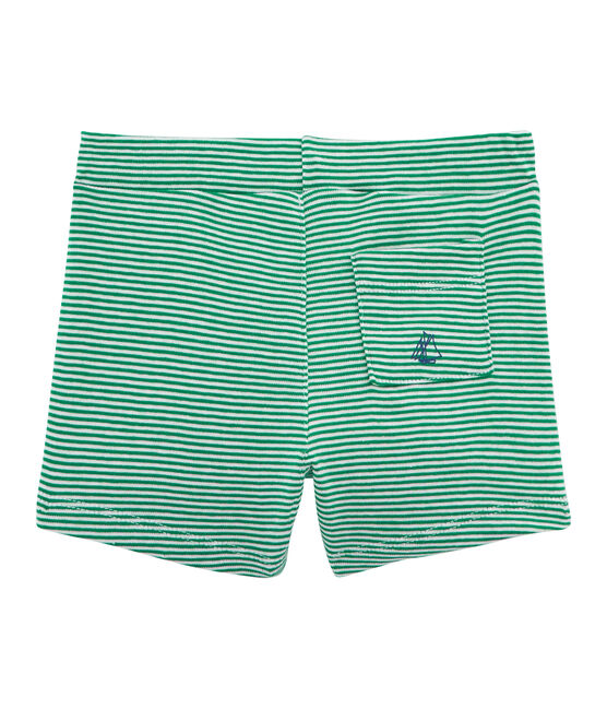 Pantalones cortos de rayas para bebé niño verde PIVERT/blanco MARSHMALLOW