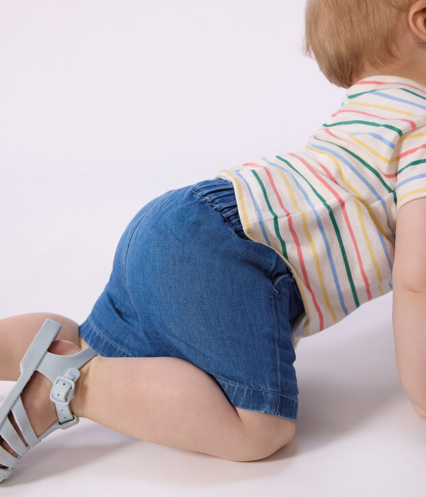 Shorts de tejido vaquero ligero para beb&eacute; azul